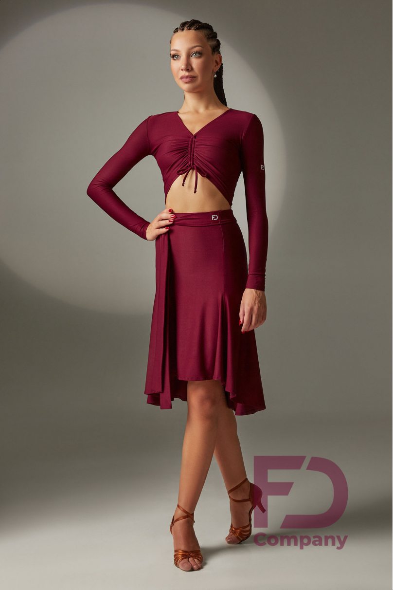 Latin dance skirt by FD Company model Юбка ЮЛ-131/2/Burgundy