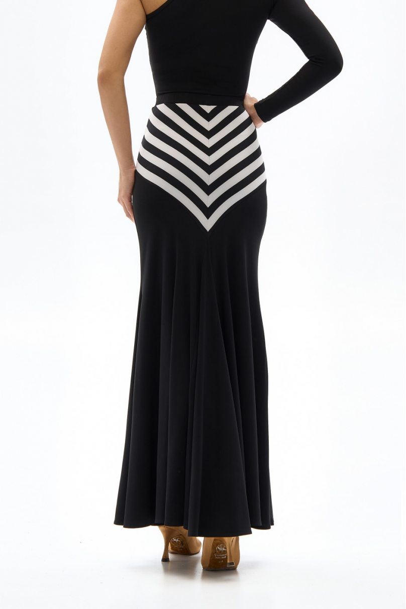 Ballroom standard dance skirt by FD Company style Юбка ЮС-1337/1 Black (Stripes print)