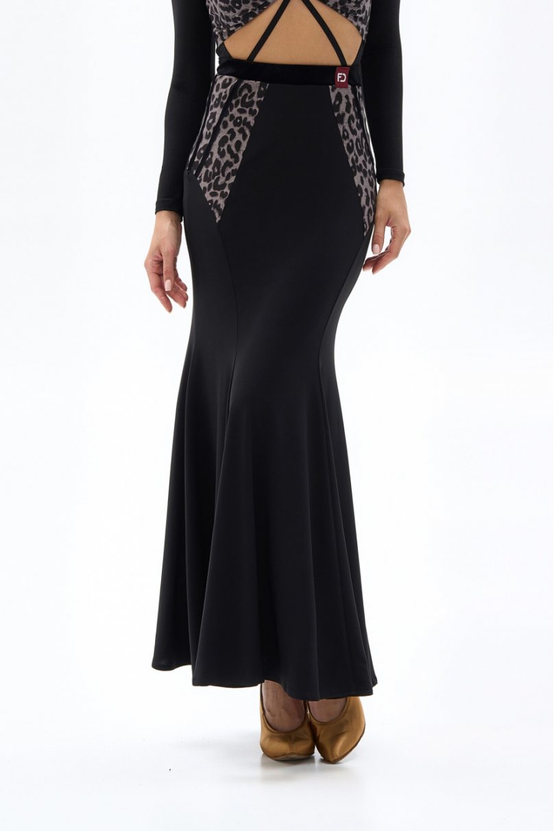 Ballroom standard dance skirt by FD Company style Юбка ЮС-1337 Black (Leopard)