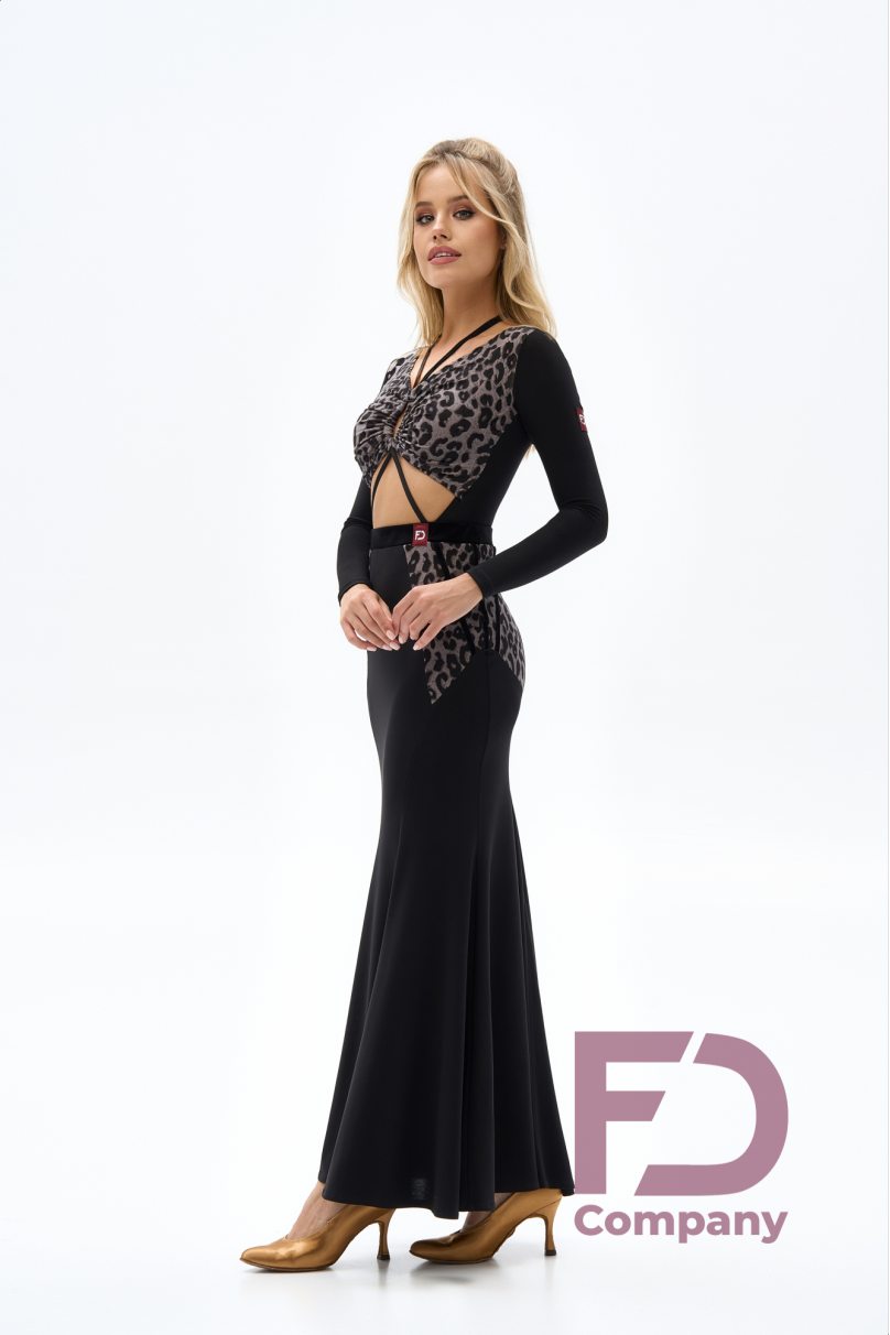 Ballroom standard dance skirt by FD Company style Юбка ЮС-1337 Black (Leo lilac)