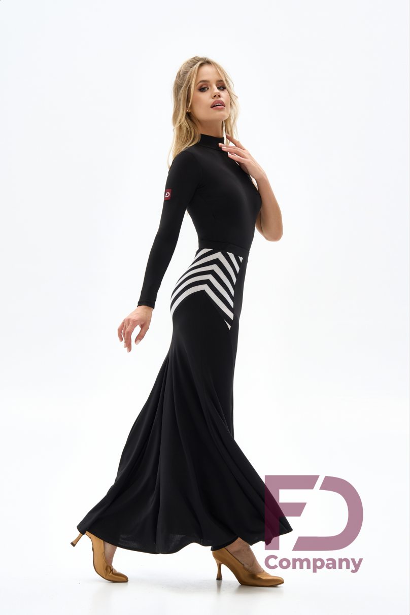 Спідниця для бальних танців стандарт від бренду FD Company модель Юбка ЮС-1337/1 Black (Stripes print)