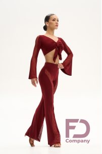 Ladies latin dance pants by FD Company model Брюки БР-1333/Burgundy