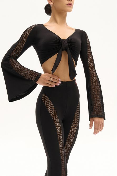Women's Dance Top with Flared Sleeves Black