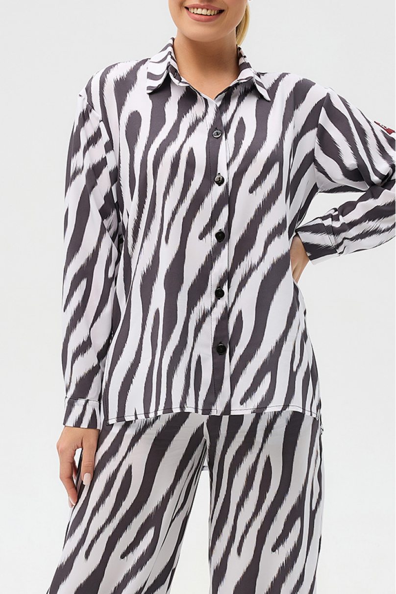 Ballroom standard dance blouse by FD Company style Блуза БЛ-1350/1/Zebra
