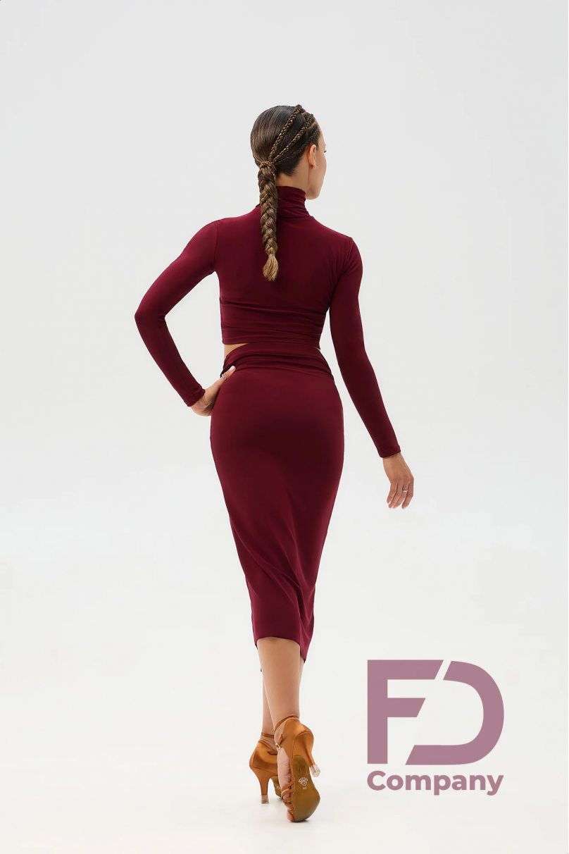 Latin dance skirt by FD Company model Юбка ЮЛ-1357/Burgundy