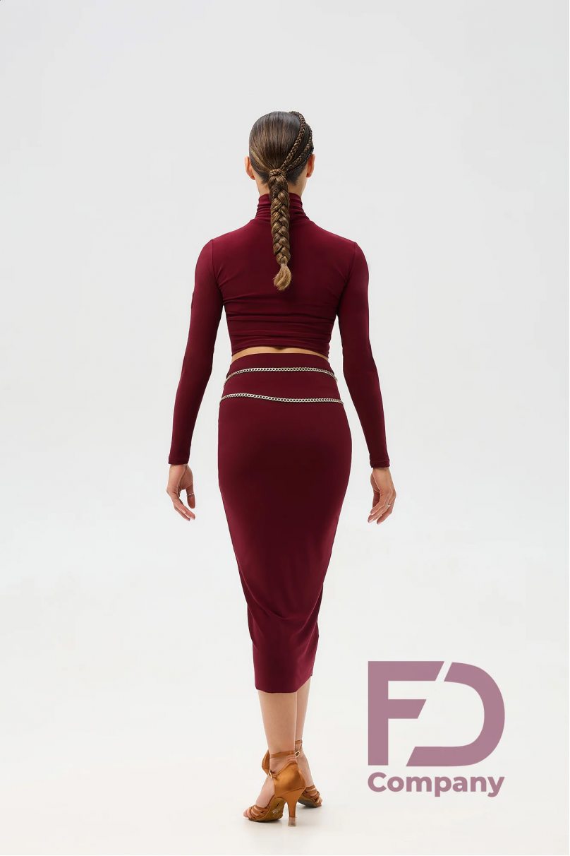 Latin dance skirt by FD Company model Юбка ЮЛ-1357/Burgundy
