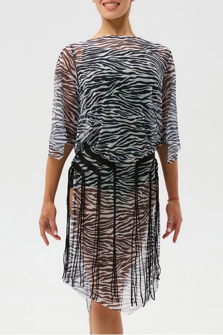 Women's Latin Zebra Mesh Dress