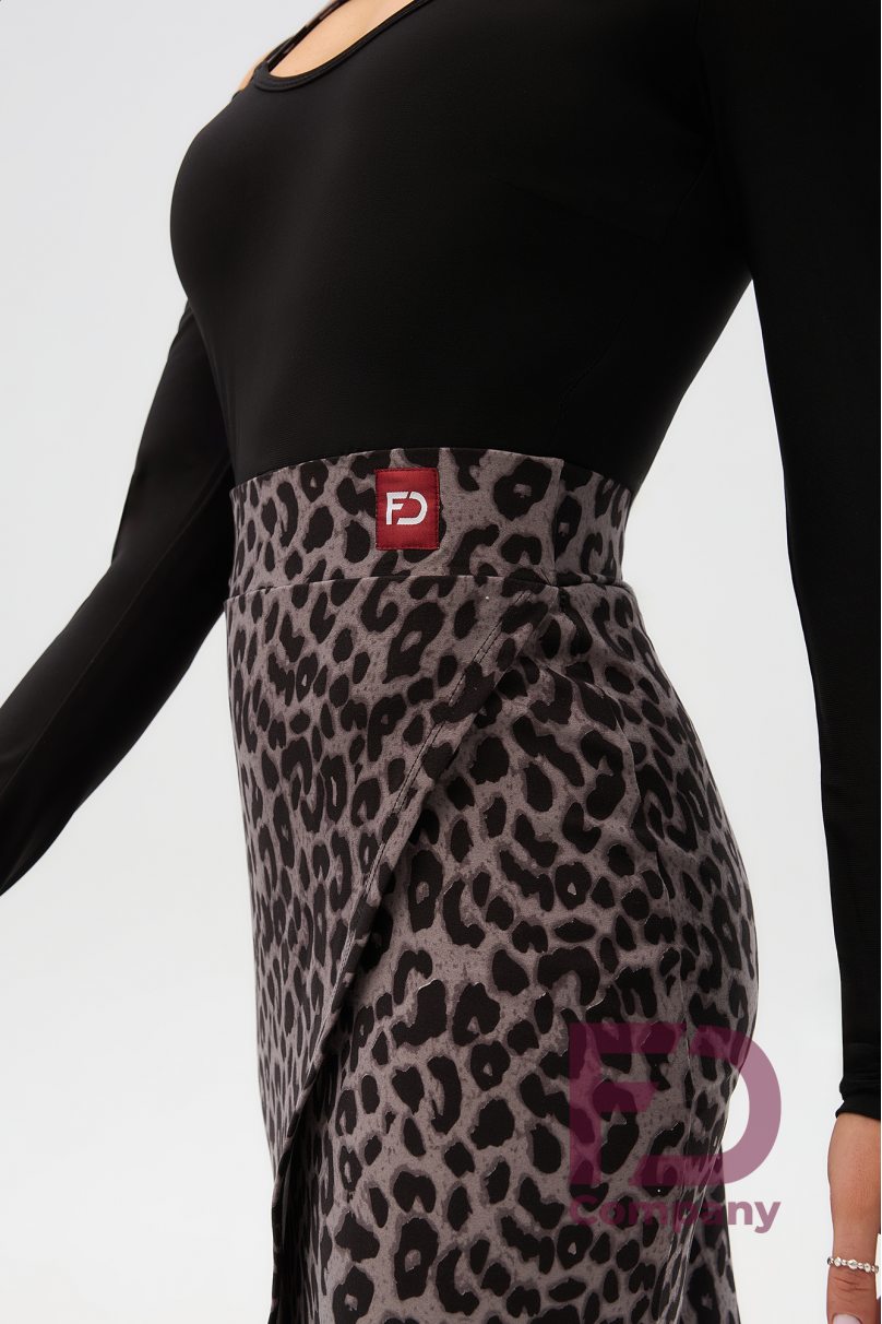 Latin dance skirt by FD Company model Юбка ЮЛ-951/2/Black(Leo dark grey)