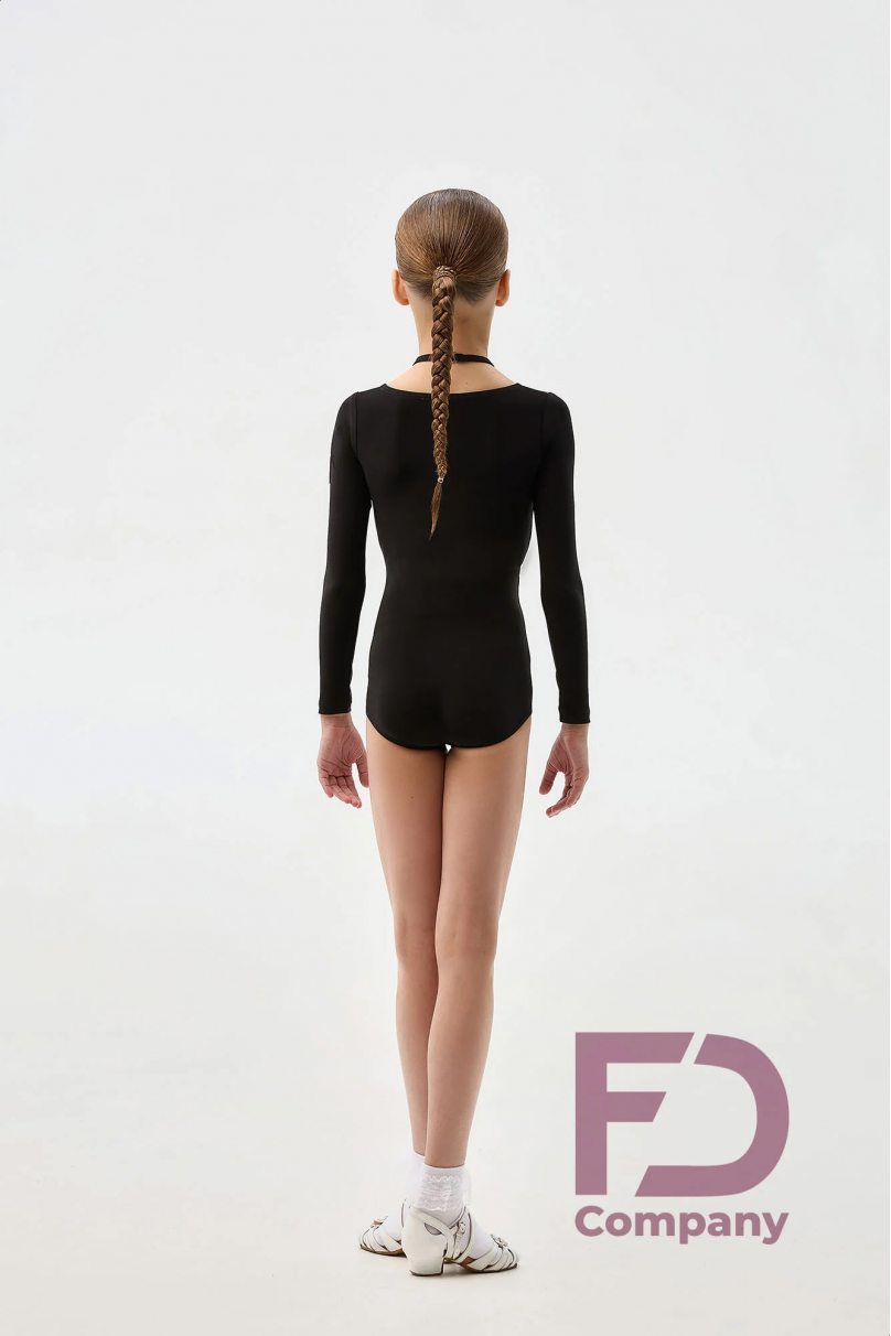 Body da danza per ragazze FD Company numero di modello Купальник КУ-1334/1 KW/Black(Leopard)