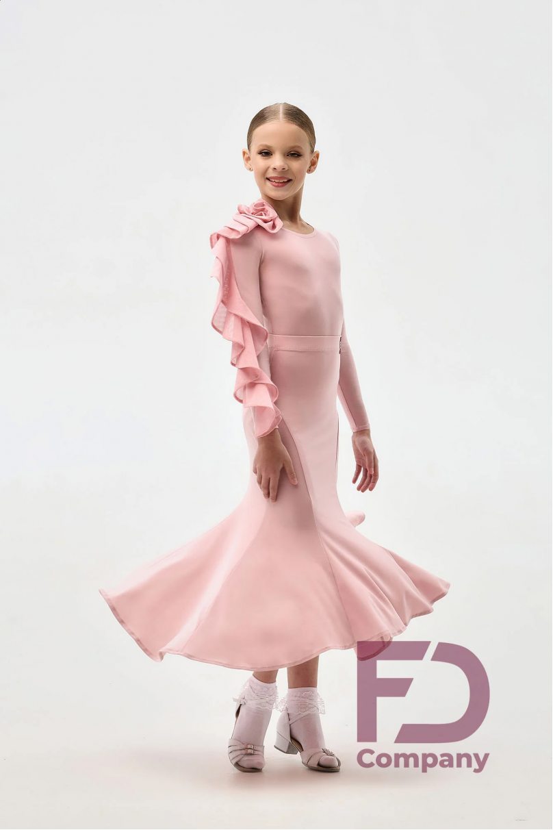 Ballroom latin dance skirt for girls by FD Company style Юбка ЮС-1310/2 KW/Powder