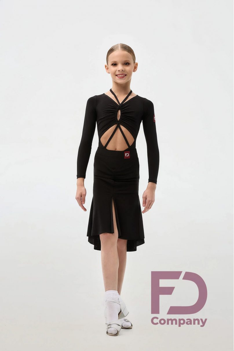 Ballroom latin dance skirt for girls by FD Company style Юбка ЮЛ-1331 KW/Black