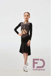 Ballroom latin dance skirt for girls by FD Company style Юбка ЮЛ-1331/1 KW/Black(Leo lilac)
