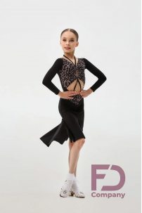 Ballroom latin dance skirt for girls by FD Company style Юбка ЮЛ-1331/1 KW/Black(Leo red)