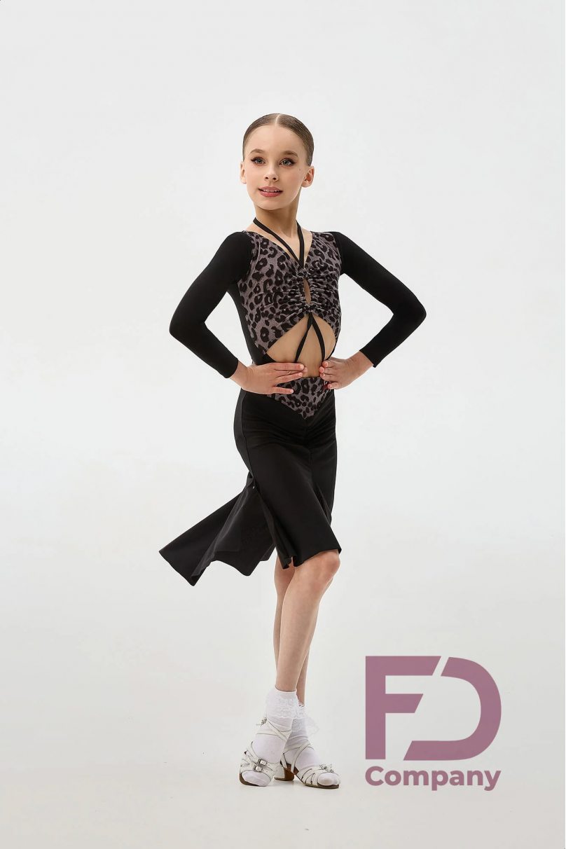 Юбка для бальных танцев для девочек от бренда FD Company модель Юбка ЮЛ-1331/1 KW/Black(Leo red)