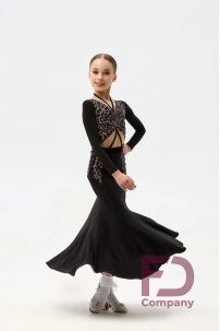 Ballroom latin dance skirt for girls by FD Company style Юбка ЮС-1337 KW/Black(Leo red)