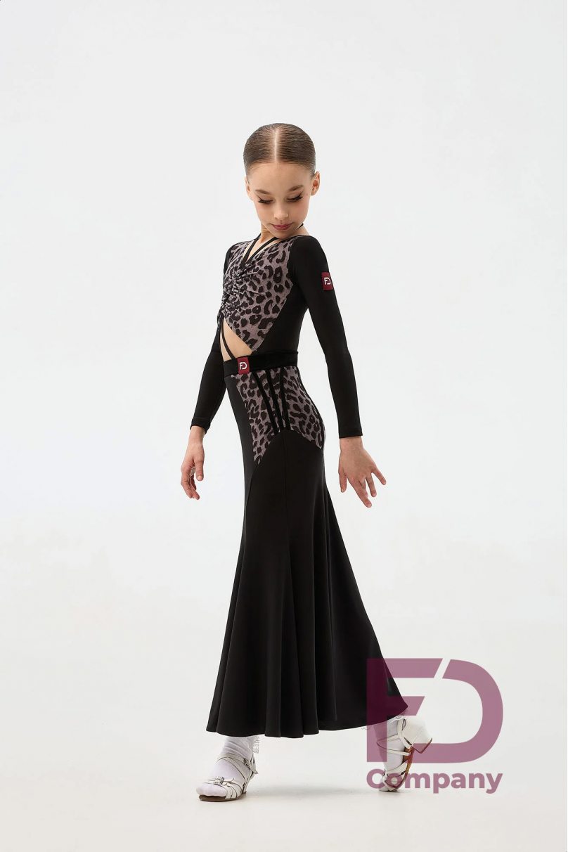 Юбка для бальных танцев для девочек от бренда FD Company модель Юбка ЮС-1337 KW/Black(Leo lilac)