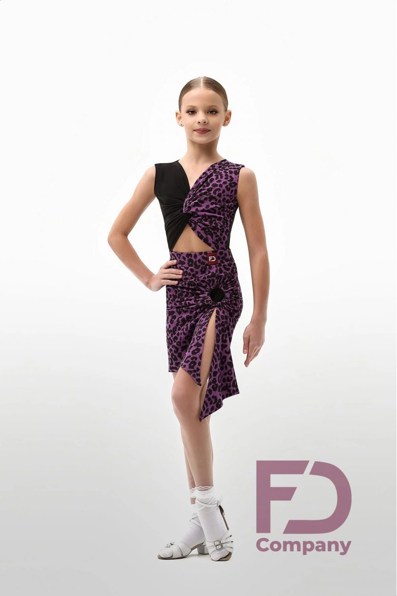 Купальник для бальных танцев для девочек от бренда FD Company модель Купальник КУ-1345 KW/Black (Leo lilac)