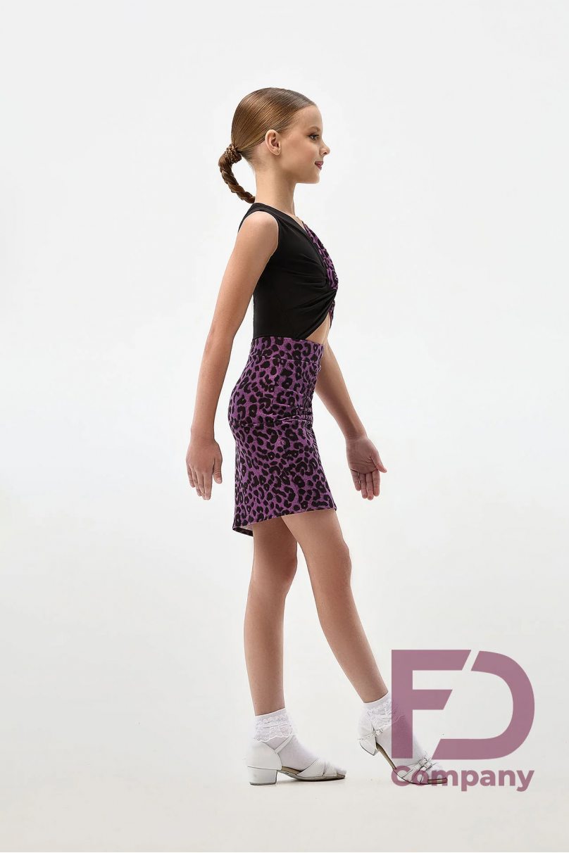 Спідниця для бальних танців для дівчаток від бренду FD Company модель Юбка ЮЛ-1346 KW/Black (Leopard)