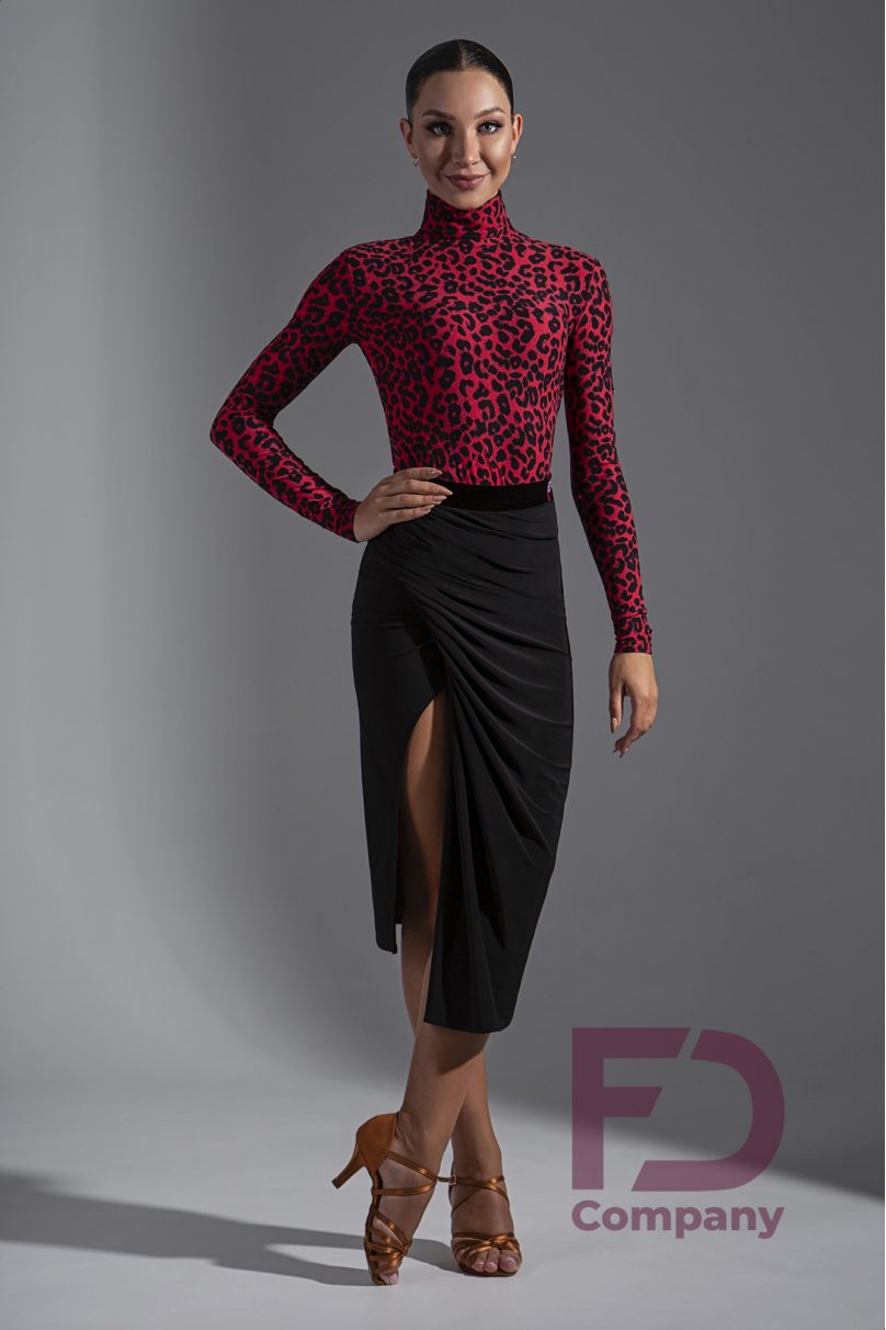 Women's blouse for dancing red leopard print