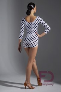 Women's leotard with three-quarter sleeves and polka dot print