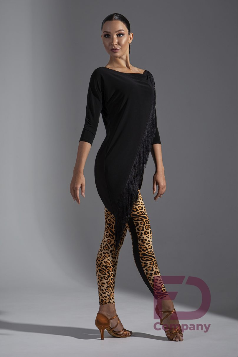 Dance leggings with stripes, leopard print