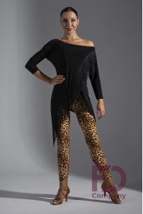 Dance leggings with stripes, leopard print