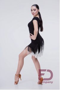 Latin dance dress by FD Company model Платье ПЛ-1083/Black (Fringe black-gray)