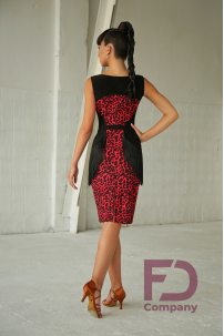 Latin dress with fringe and red leopard print