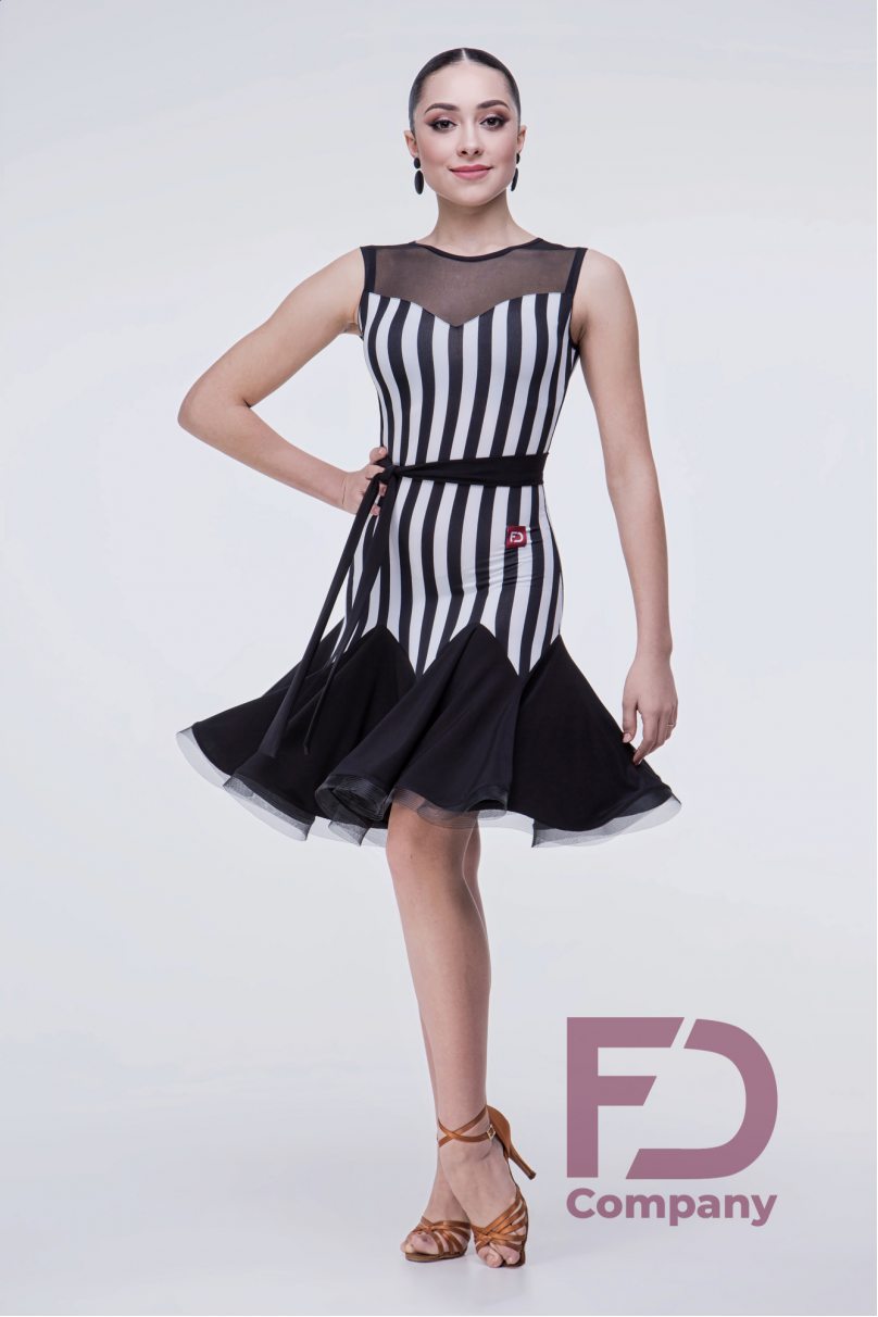 Sleeveless Latin Dress with Stripe Print
