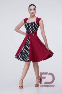 Latin dance dress by FD Company model Платье ПЛ-1034/Dots medium (Change burgundy to red)