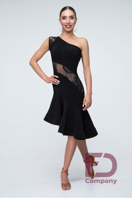 Latin dress, fitted silhouette, one shoulder