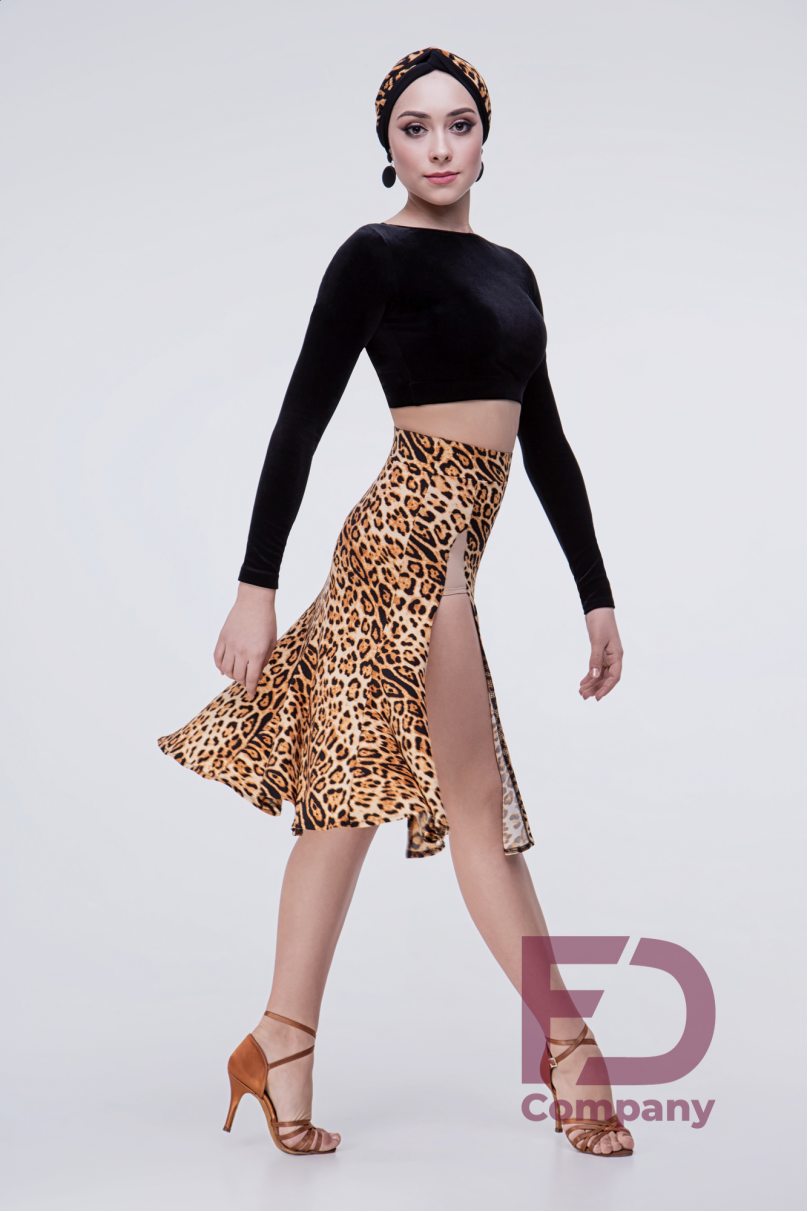 Latin dance skirt by FD Company model Юбка ЮЛ-1081/Zebra (Beige pants)