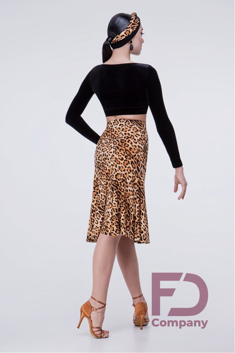 Спідниця для бальних танців для латини від бренду FD Company модель Юбка ЮЛ-1081/Zebra (Beige pants)