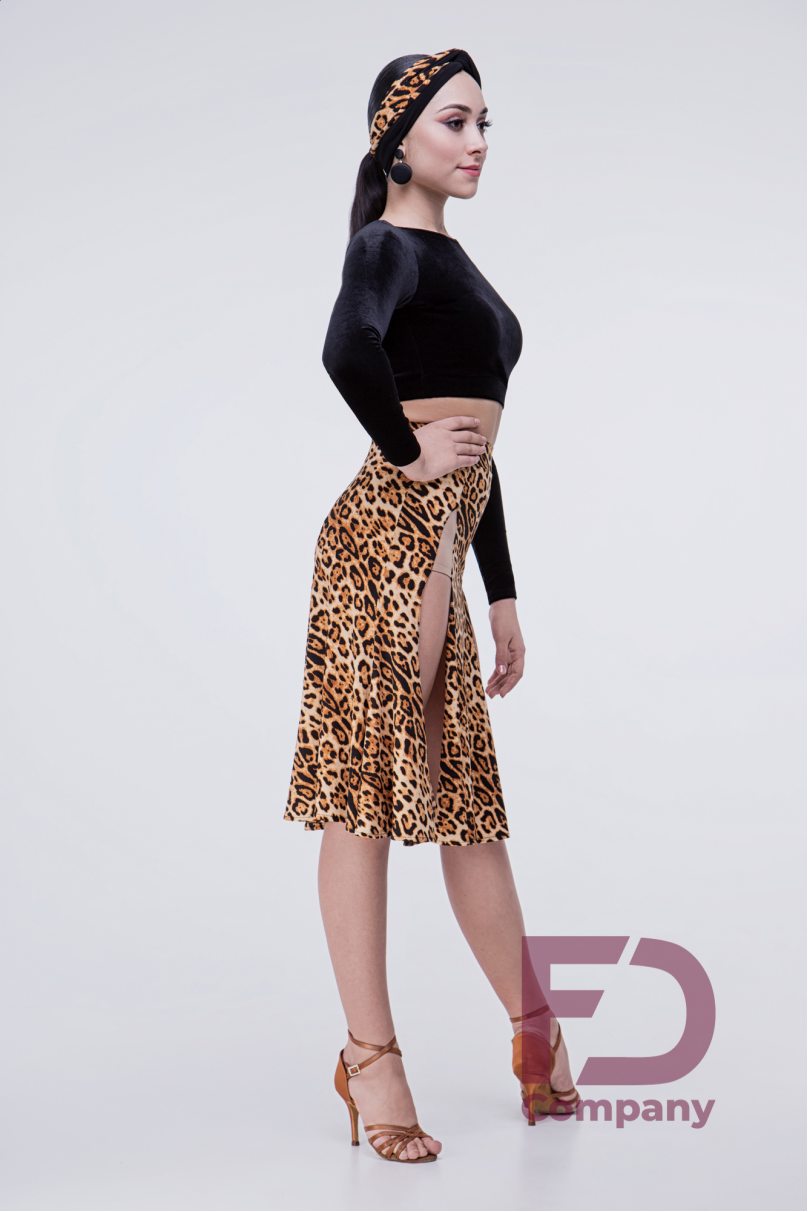 Latin dance skirt by FD Company model Юбка ЮЛ-1081/Dots small (Beige pants)