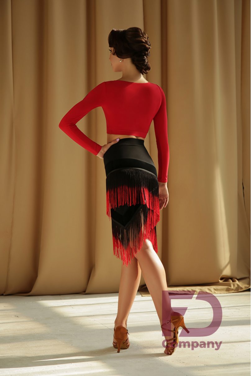 Latin dance skirt by FD Company model Юбка ЮЛ-465/1/Black (Fringe black-yellow)