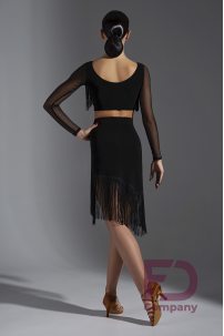 Black fringed Latin Rhythm skirt for dance
