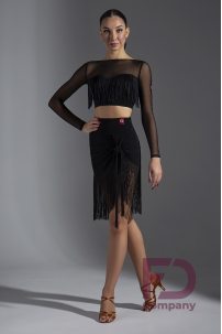 Black fringed Latin Rhythm skirt for dance