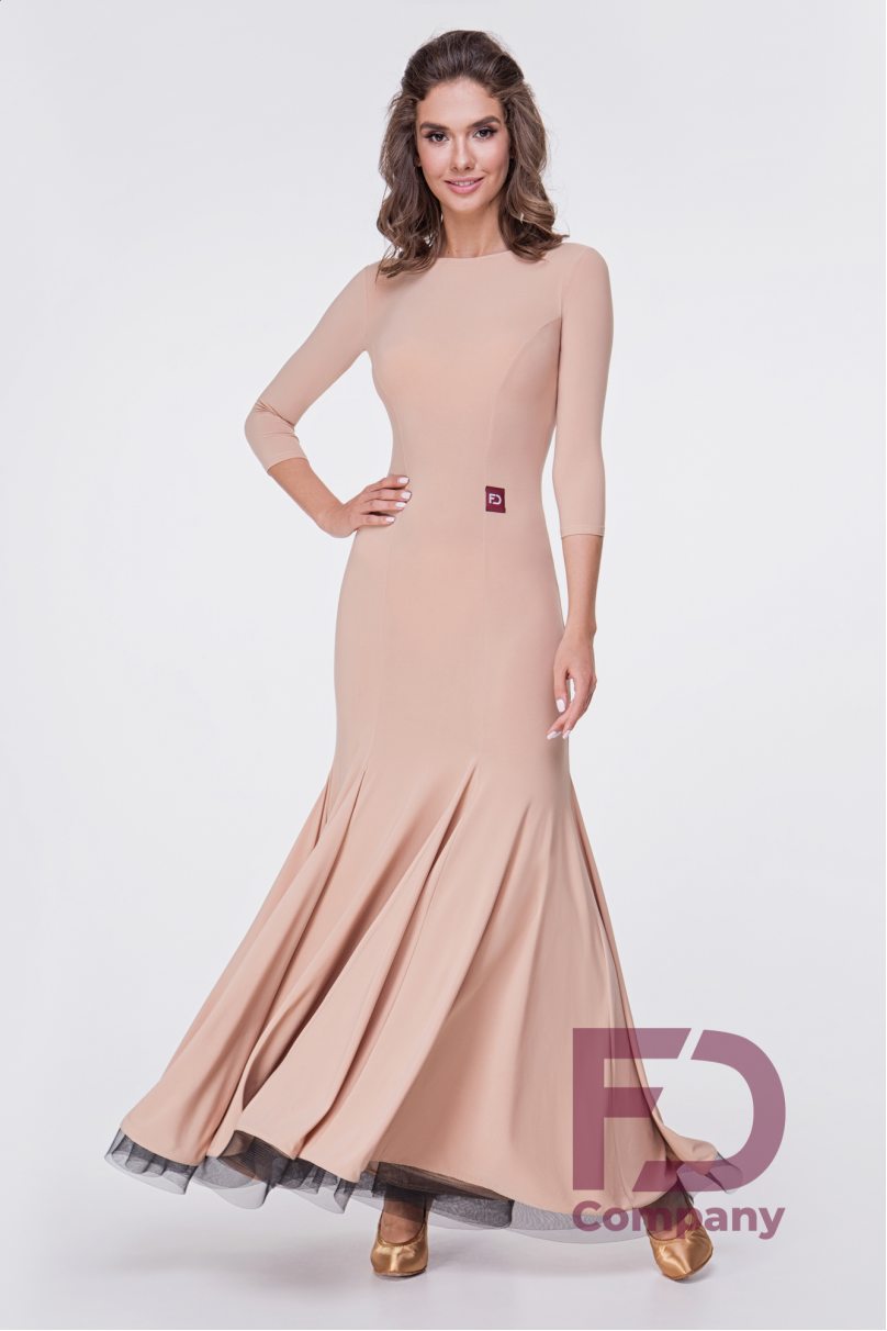 Ballroom smooth dress fitted silhouette. Narrow sleeve, three-quarters long
