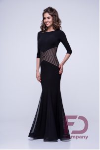 Ballroom smooth  dress with 3/4 sleeves and decorative motif at the waist