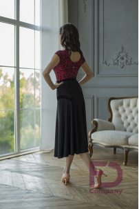 Ballroom smooth skirt, short length, on a yoke with velor inserts