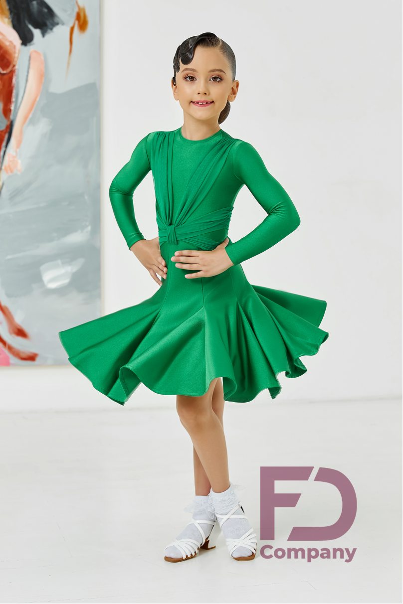 Ballroom dance competition dress for girls by FD Company product ID Бейсик БС-84/Green