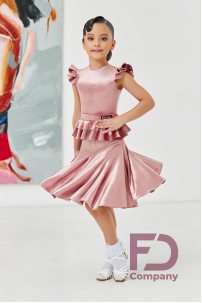 Ballroom dance competition dress for girls by FD Company product ID Бейсик БВ-88/Shining Bronze