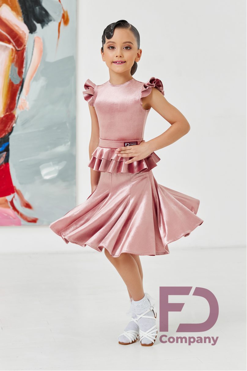 Ballroom dance competition dress for girls by FD Company product ID Бейсик БВ-88/Shining Bronze