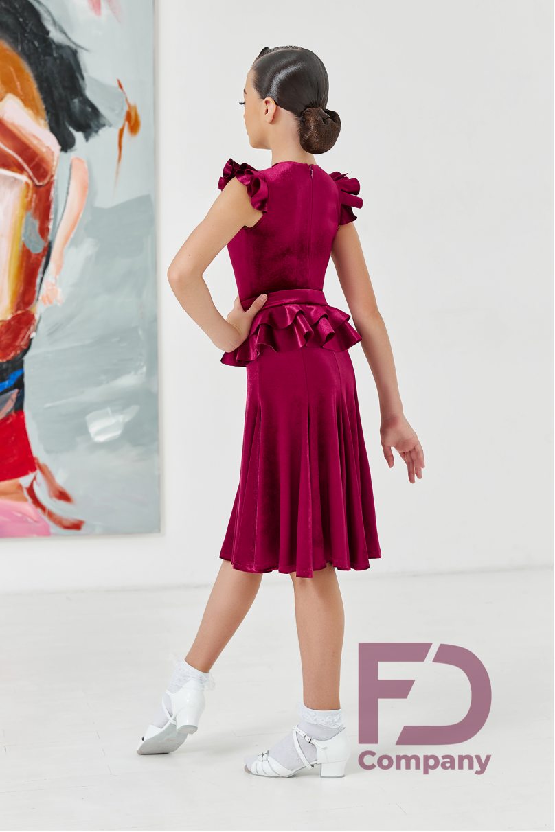 Ballroom dance competition dress for girls by FD Company product ID Бейсик БВ-88/Shining Azure