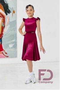 Ballroom dance competition dress for girls by FD Company product ID Бейсик БВ-88/Shining Light Burgundy