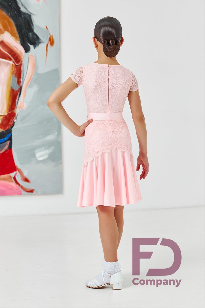 Ballroom dance competition dress for girls by FD Company product ID Бейсик БС-85/Soft Pink