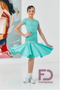Ballroom dance competition dress for girls by FD Company product ID Бейсик БС-85/Menthol