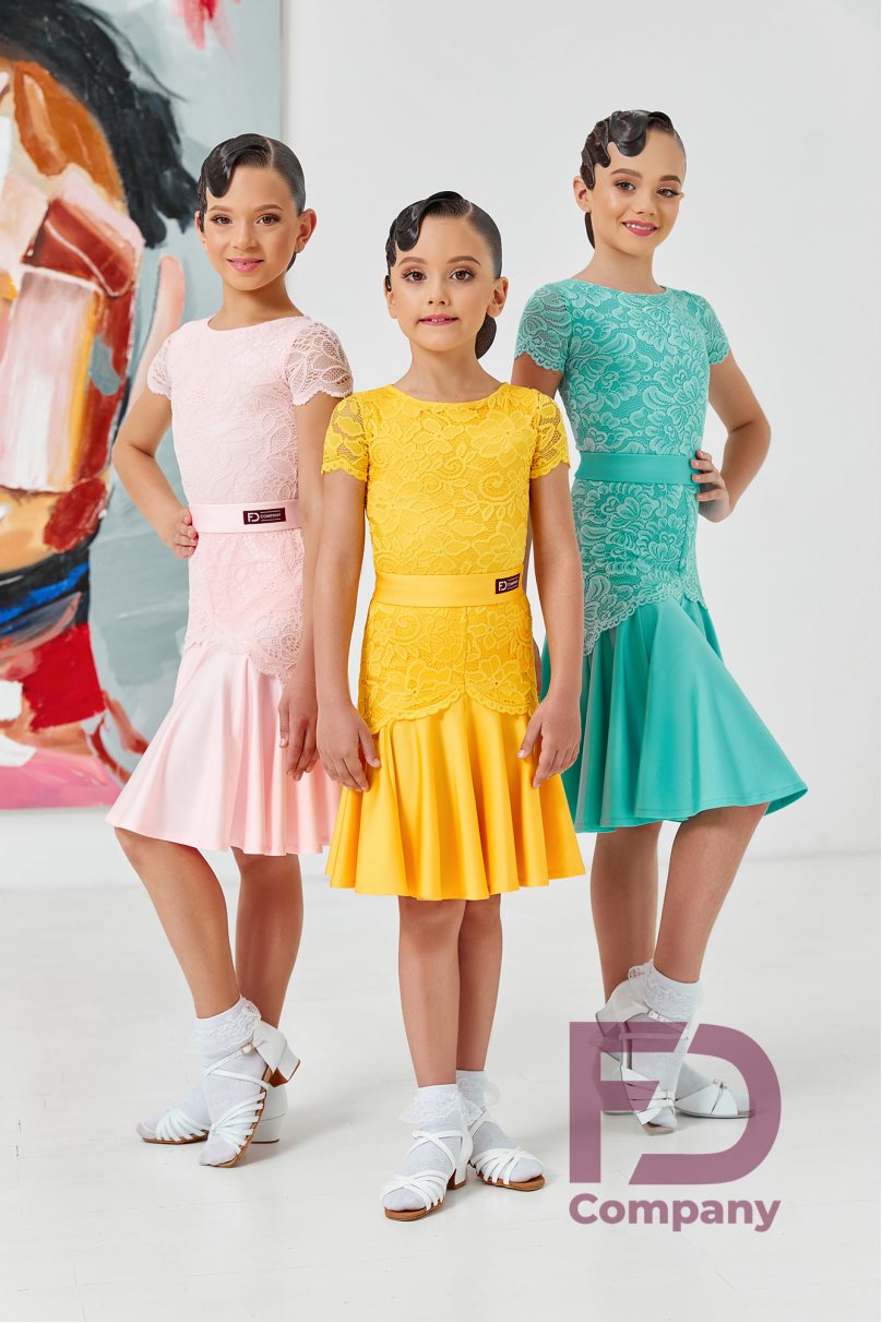 Ballroom dance competition dress for girls by FD Company product ID Бейсик БС-85/Soft Pink