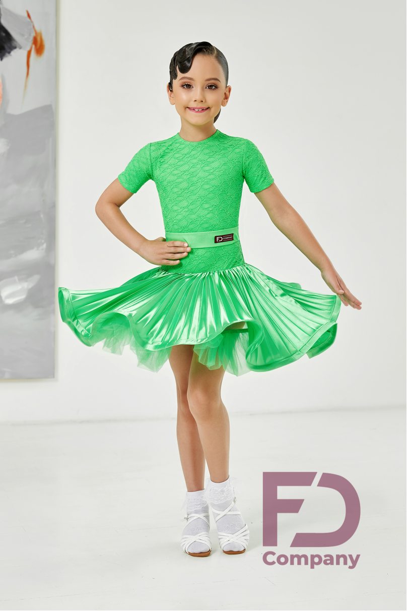 Ballroom dance competition dress for girls by FD Company product ID Бейсик БС-92/Light green