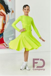 Ballroom dance competition dress for girls by FD Company product ID Бейсик БС-89/Fuchsia